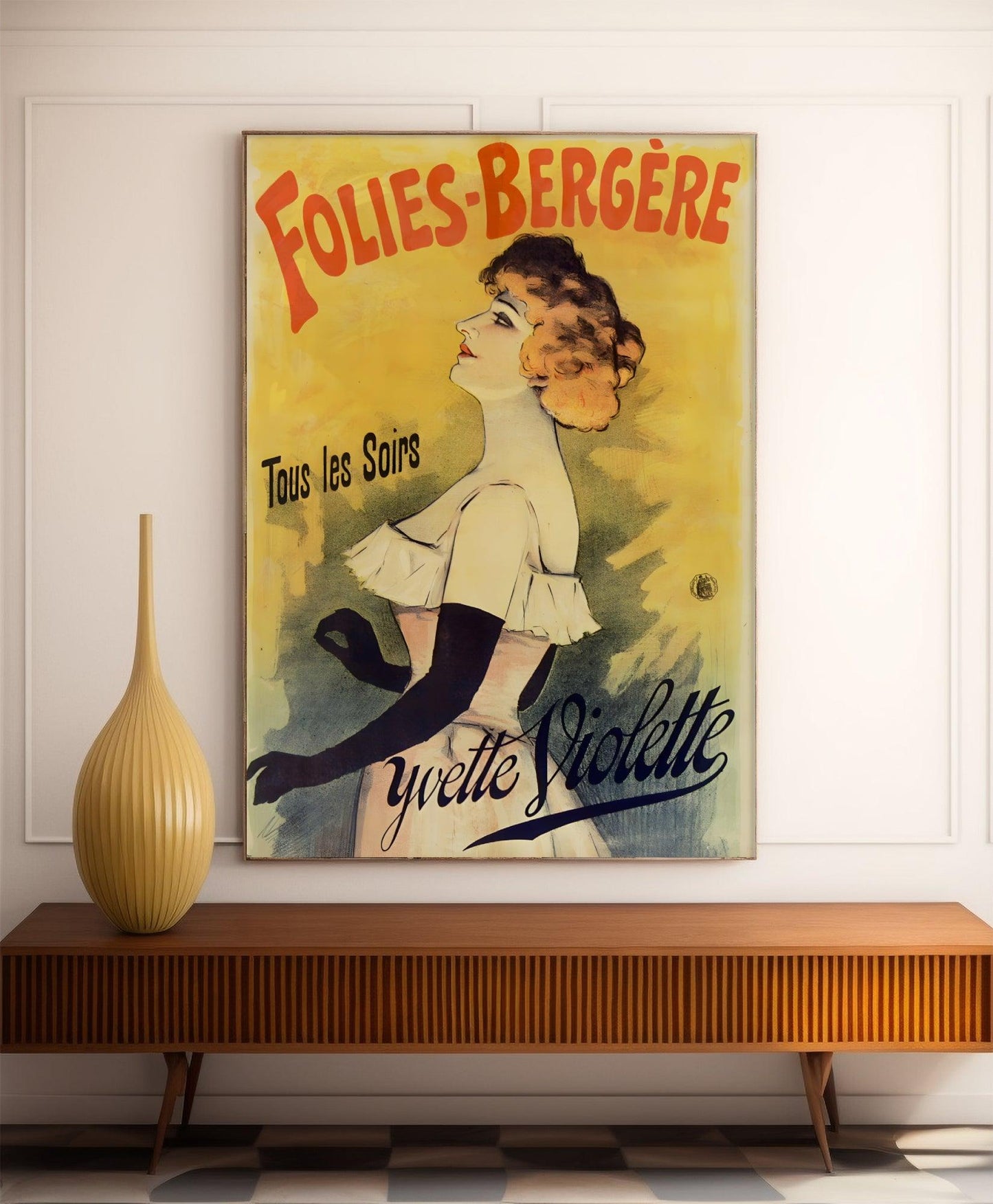 Affiche cabaret vintage "Folies Bergères : Yvette Violette" - Haute Définition - papier mat 230gr/m²