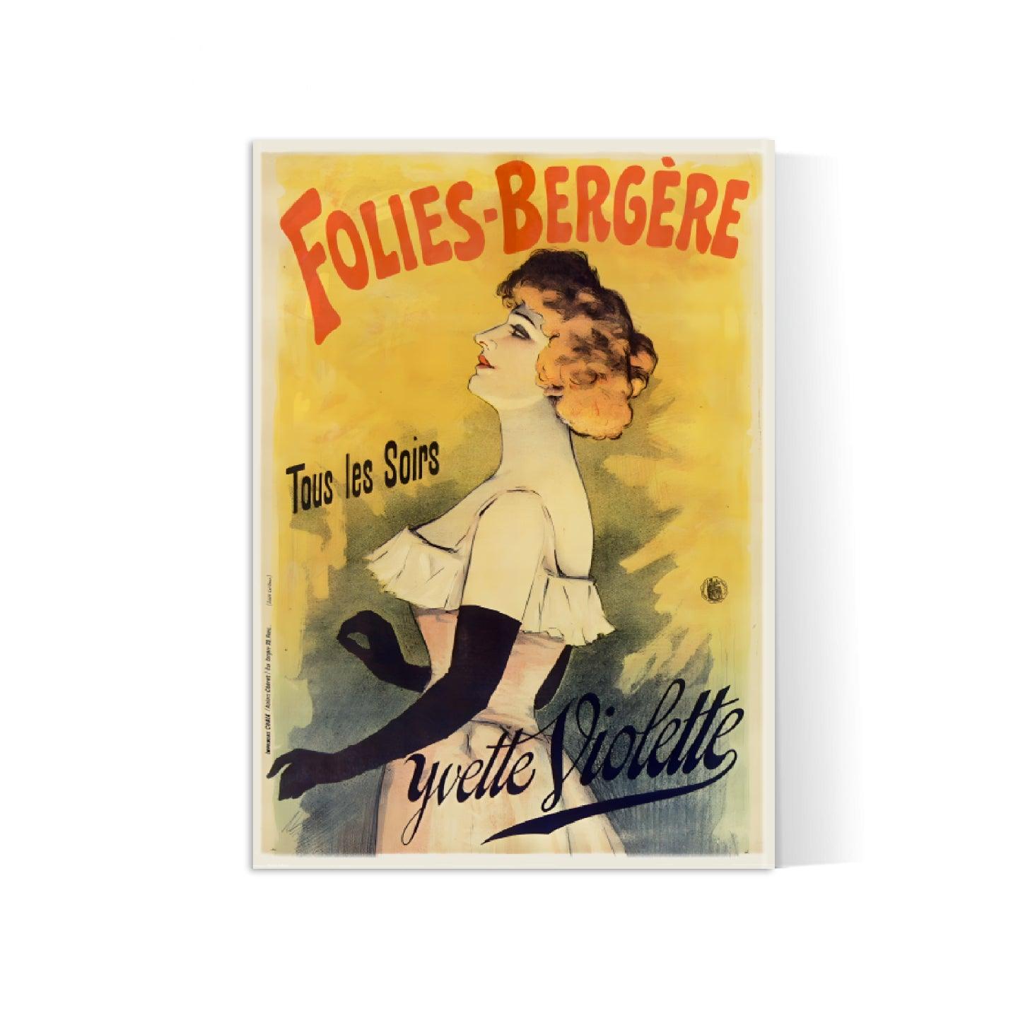 Affiche cabaret vintage "Folies Bergères : Yvette Violette" - Haute Définition - papier mat 230gr/m²
