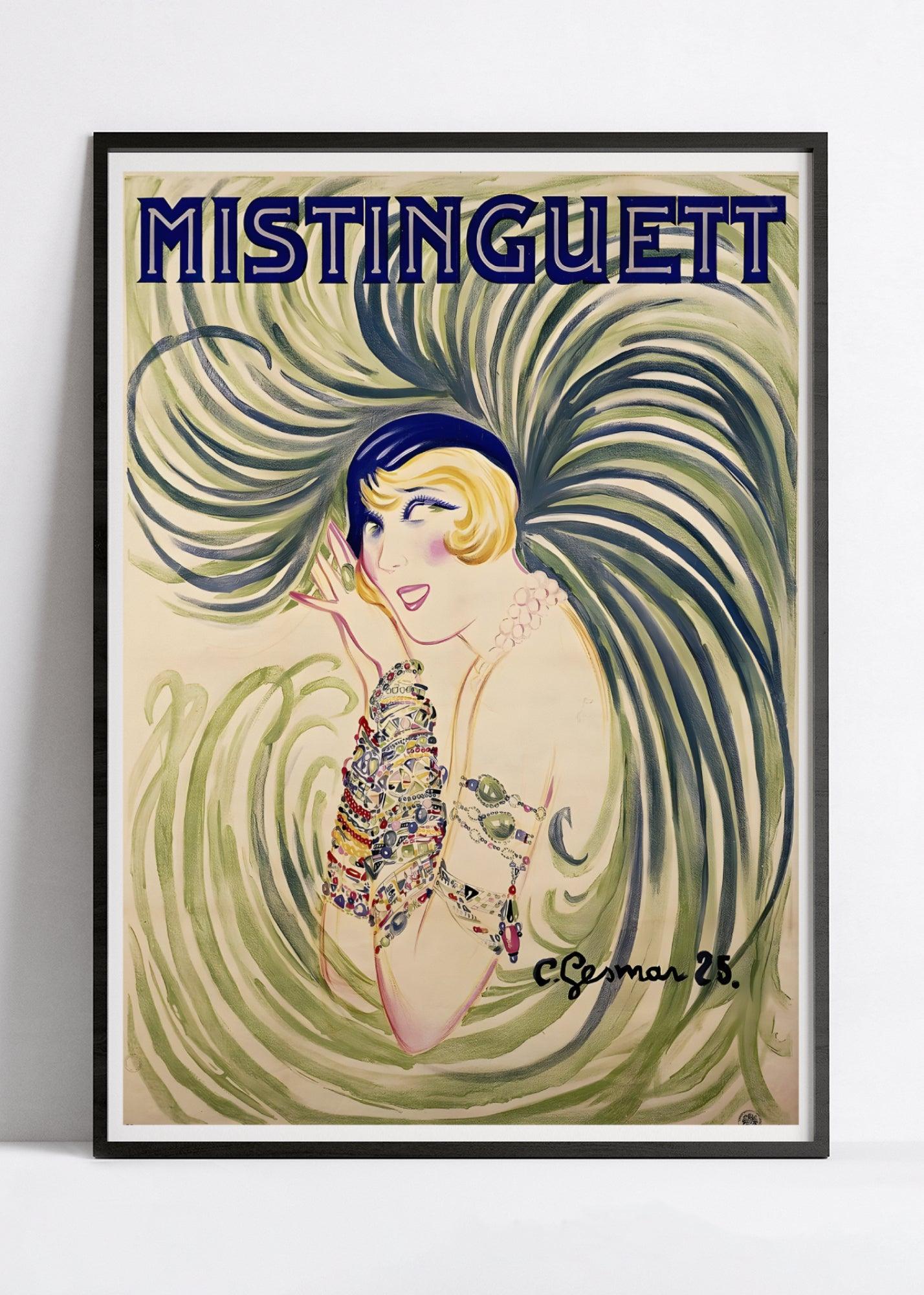 Affiche cabaret vintage "Mistinguett" - Charles Gesmar - Haute Définition - papier mat 230gr/m²