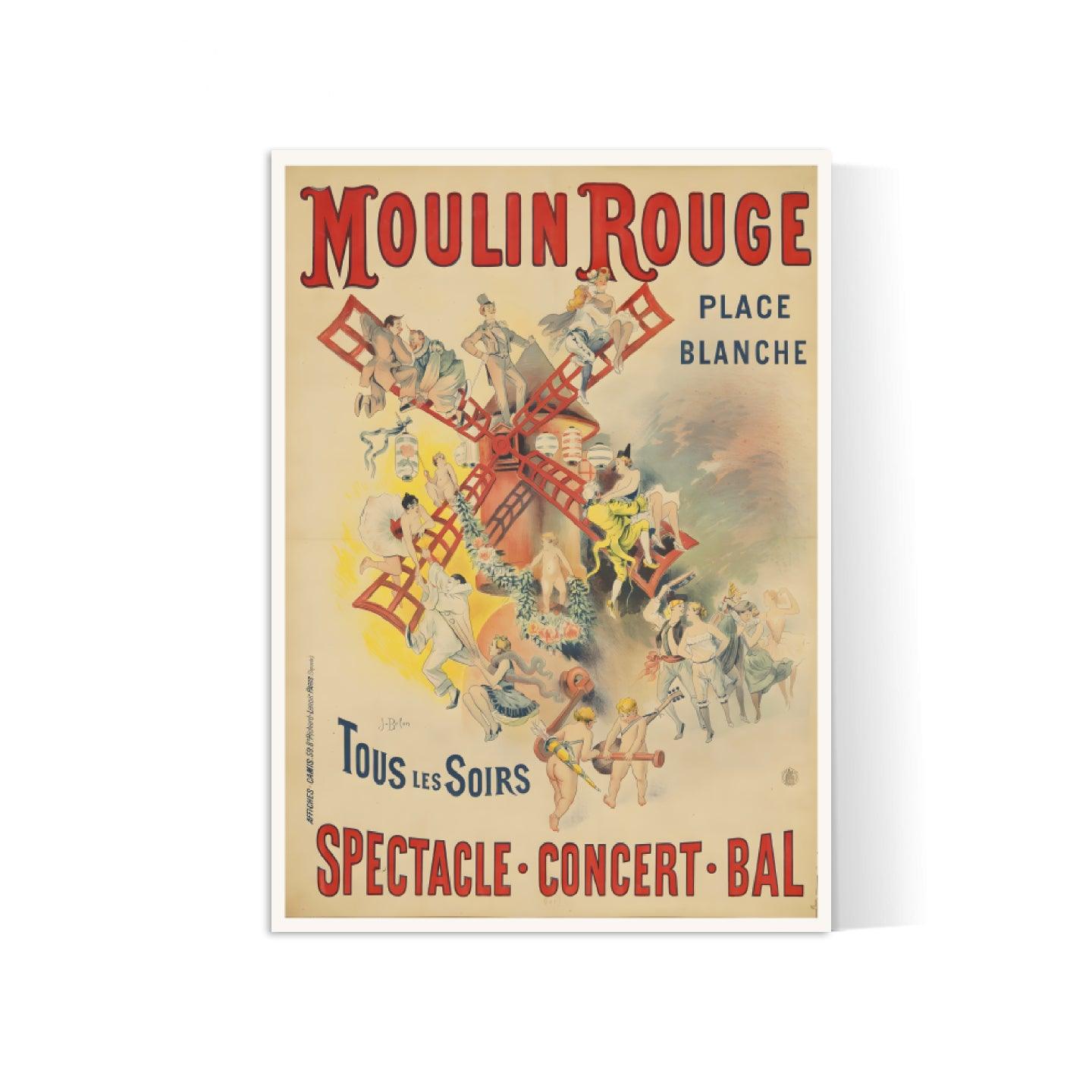 Affiche cabaret vintage "Moulin Rouge" - José Belon - Haute Définition - papier mat 230gr/m²