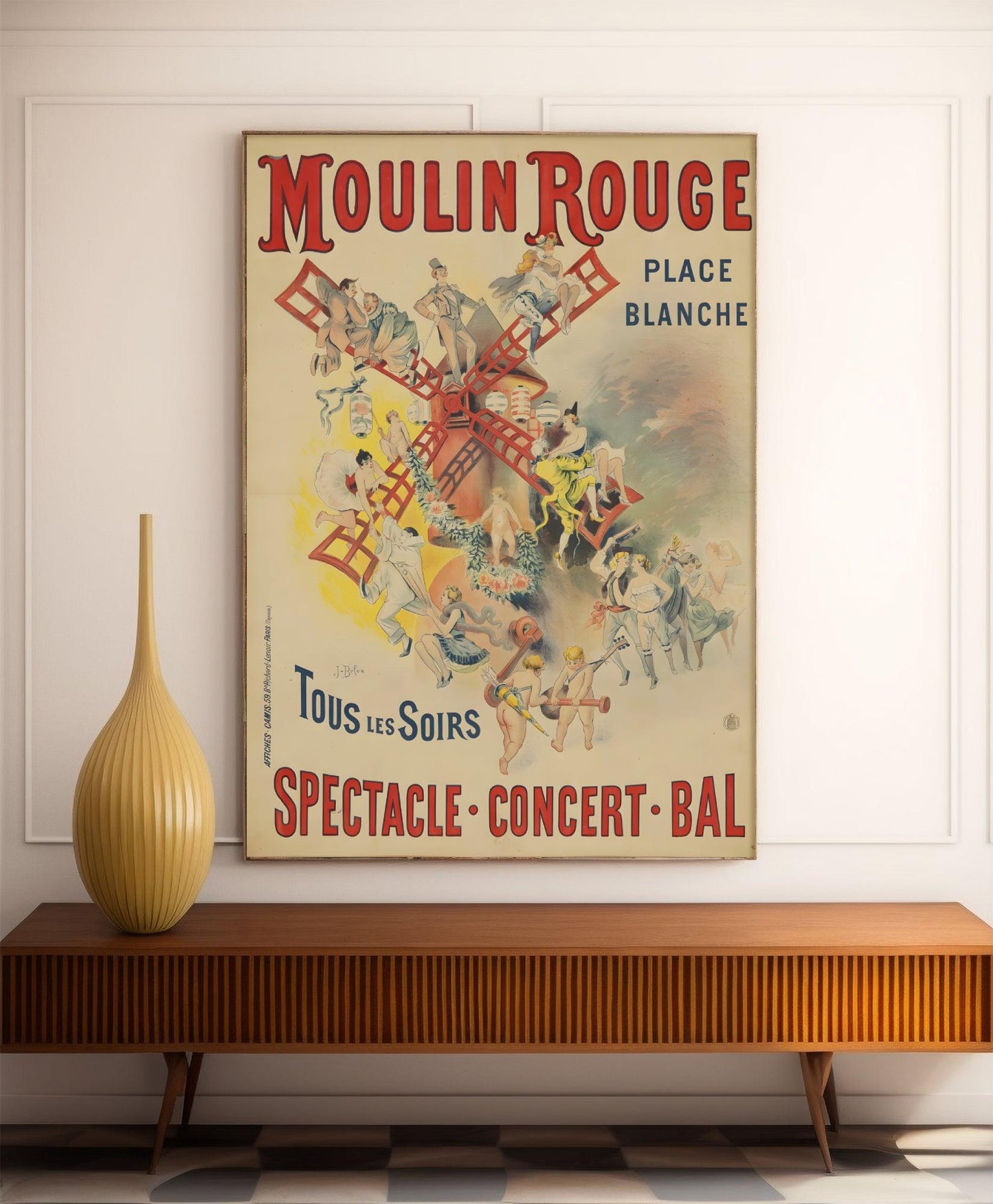 Affiche cabaret vintage "Moulin Rouge" - José Belon - Haute Définition - papier mat 230gr/m²
