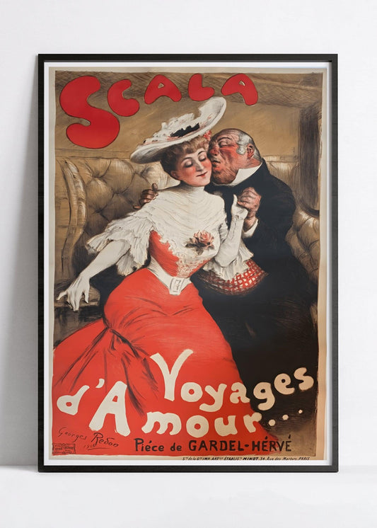 Affiche cabaret vintage "Scala - voyages d'amour" - Georges Redon - Haute Définition - papier mat 230gr/m²