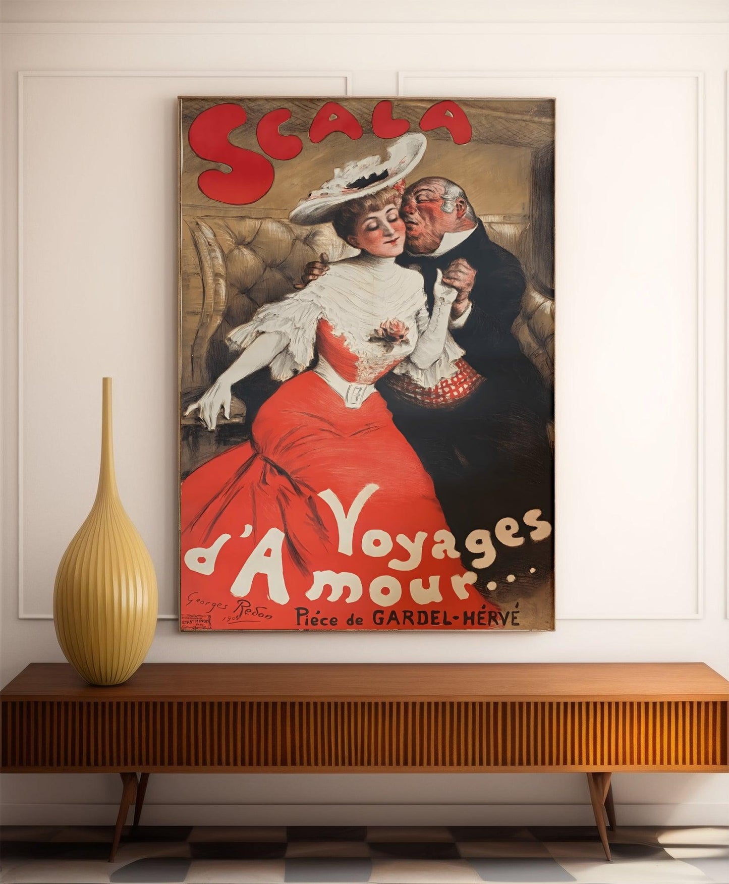 Affiche cabaret vintage "Scala - voyages d'amour" - Georges Redon - Haute Définition - papier mat 230gr/m²