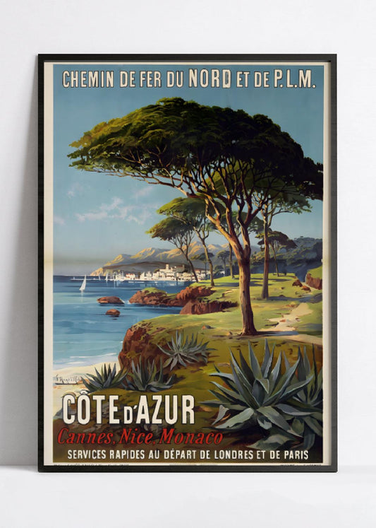 Affiche "Côte d'Azur" vintage - Hugo D'Alesi - Haute Définition - papier mat 230gr/m2