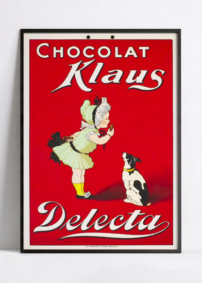 Affiche cuisine vintage "Chocolat Klaus Delecta" - Haute Définition - papier mat 230gr/m²