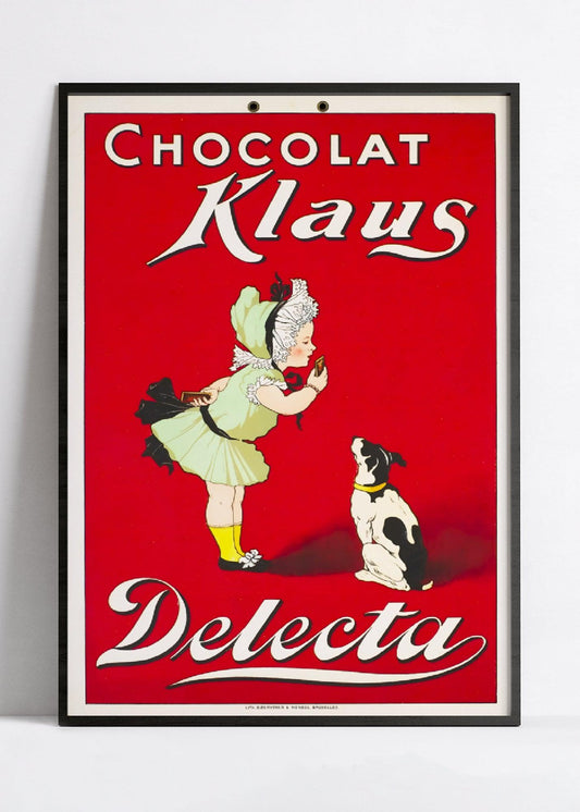 Affiche cuisine vintage "Chocolat Klaus Delecta" - Haute Définition - papier mat 230gr/m²