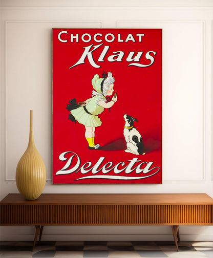 Affiche cuisine vintage "Chocolat Klaus Delecta" - Haute Définition - papier mat 230gr/m²