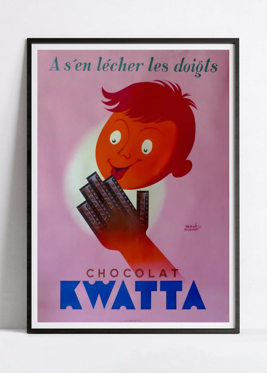 Affiche cuisine vintage "Chocolat Kwatta" - Hervé Morvan - Haute Définition - papier mat 230gr/m²