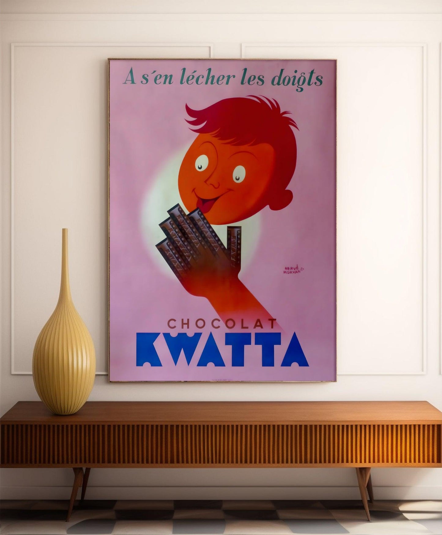 Affiche cuisine vintage "Chocolat Kwatta" - Hervé Morvan - Haute Définition - papier mat 230gr/m²