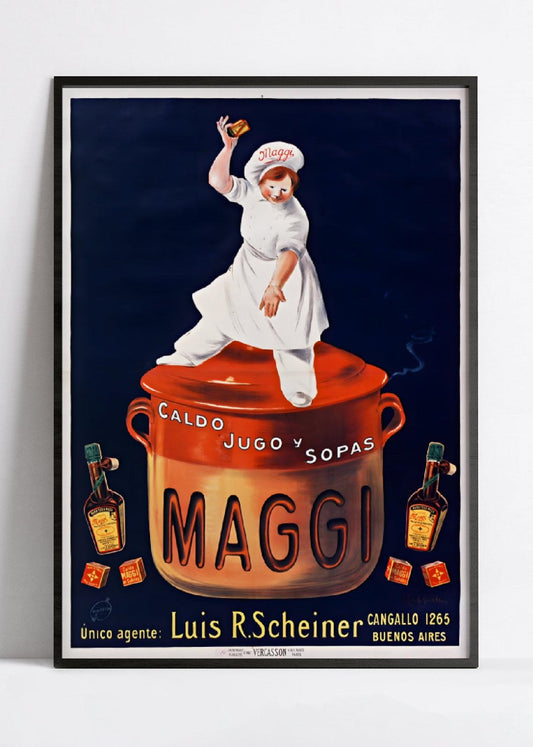 Affiche cuisine vintage "Cube Maggi" - Leonetto Cappiello - Haute Définition - papier mat 230gr/m²