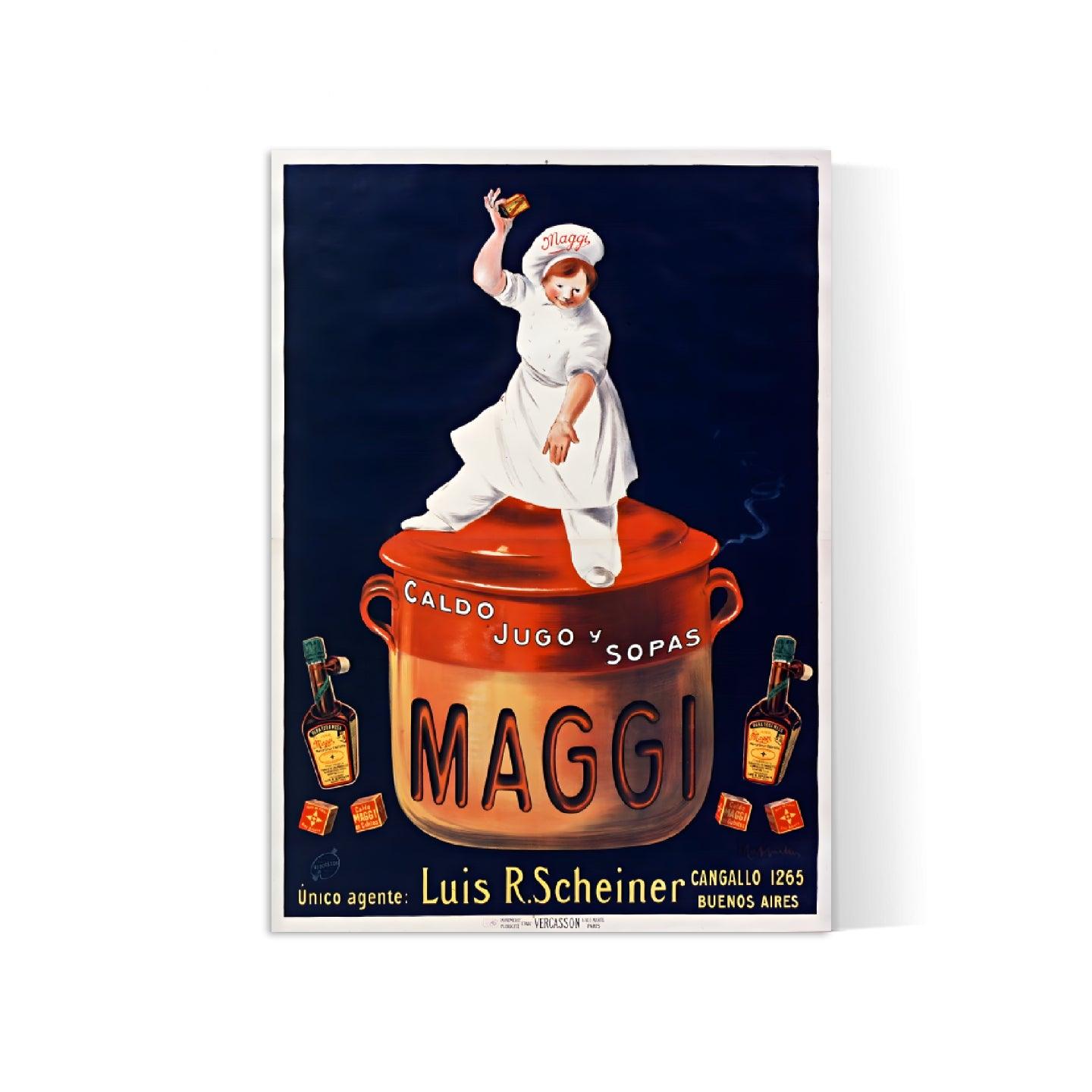Affiche cuisine vintage "Cube Maggi" - Leonetto Cappiello - Haute Définition - papier mat 230gr/m²
