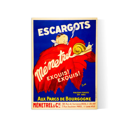 Affiche cuisine vintage "Escargots ménetrel" - Rudd - Haute Définition - papier mat 230gr/m²