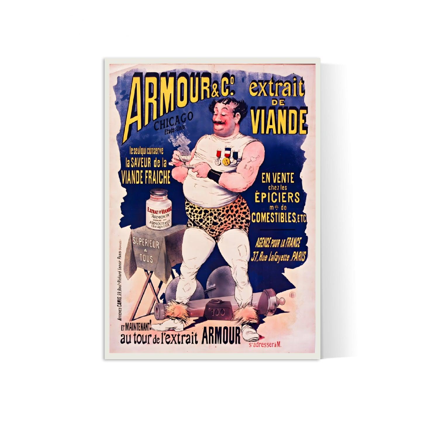 Affiche cuisine vintage "Extrait de viande Armour"- Guillaume Albert - Haute Définition - papier mat 230gr/m²