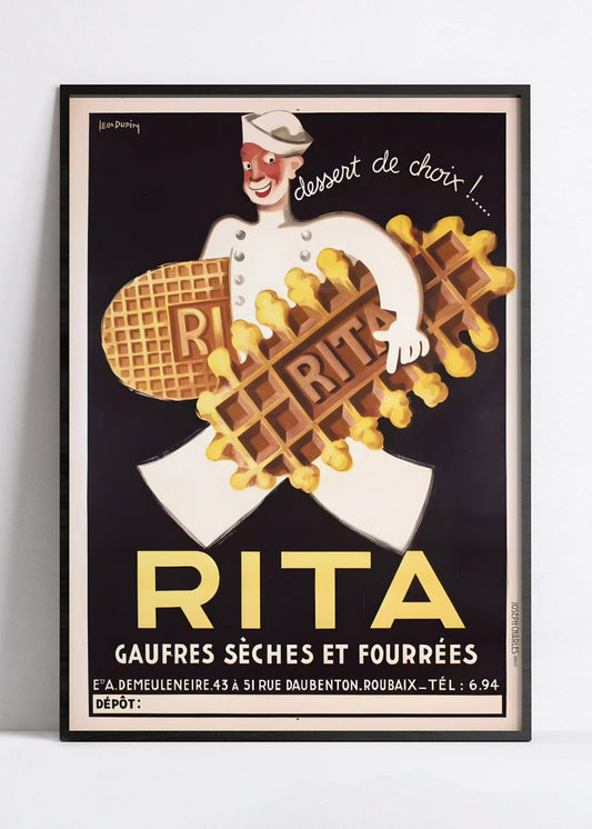 Affiche cuisine vintage "Gaufres RITA" - Léon Dupin - Haute Définition - papier mat 230gr/m²