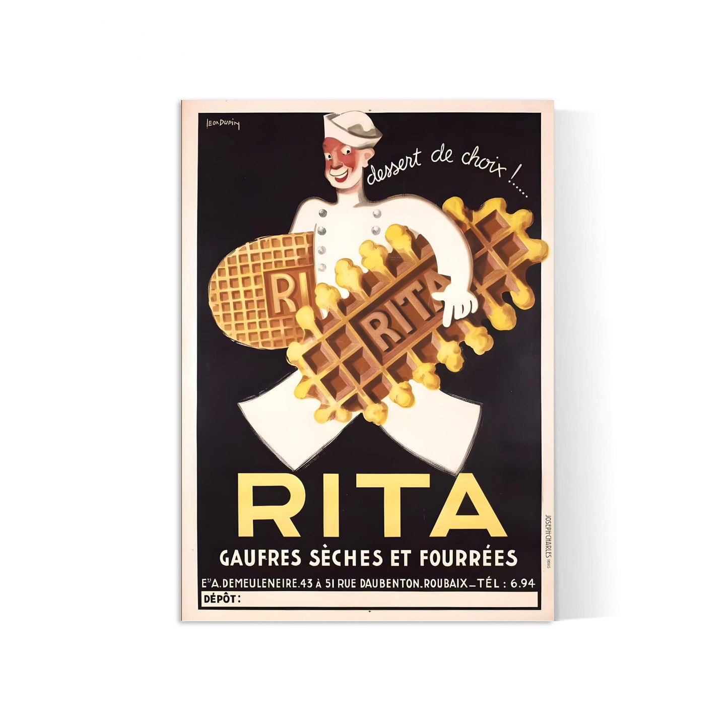 Affiche cuisine vintage "Gaufres RITA" - Léon Dupin - Haute Définition - papier mat 230gr/m²