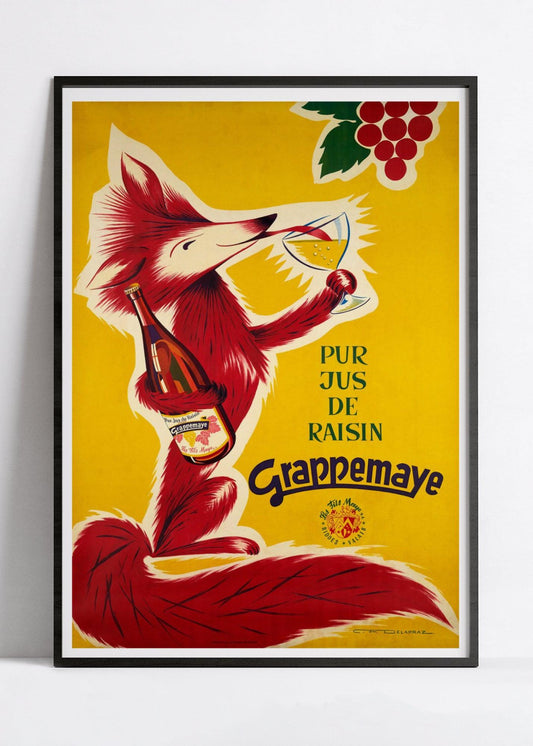 Affiche cuisine vintage "Jus de raisin Grappemaye" - Delapraz - Haute Définition - papier mat 230gr/m²