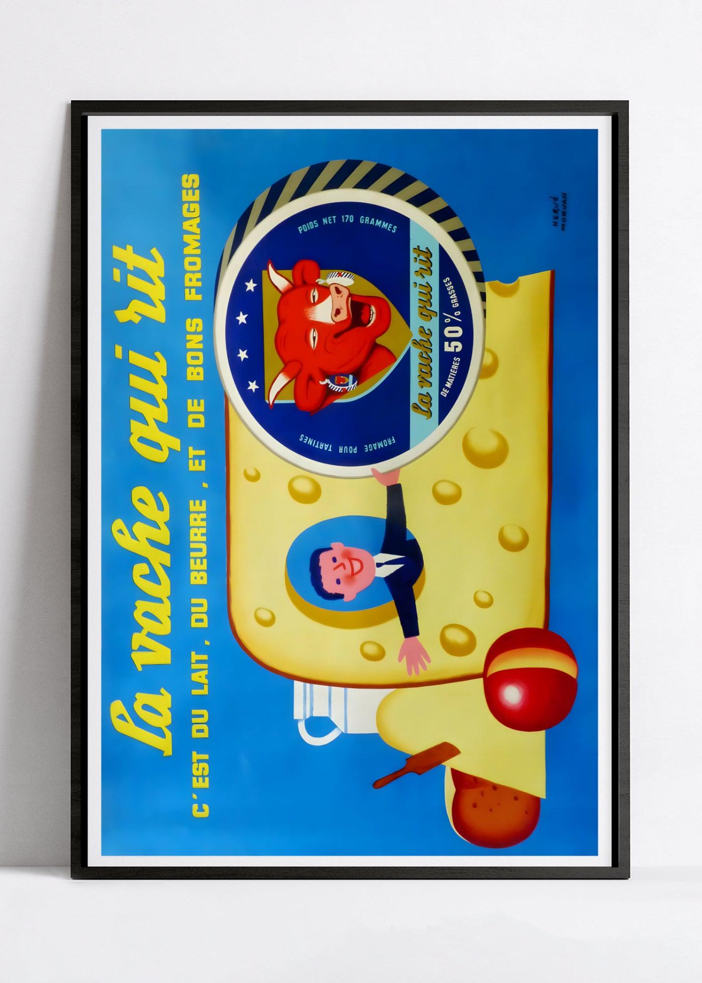 Affiche cuisine vintage "La Vache qui rit" - Hervé Morvan - Haute Définition - papier mat 230gr/m²