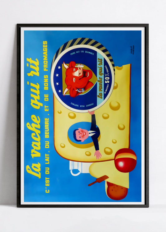 Affiche cuisine vintage "La Vache qui rit" - Hervé Morvan - Haute Définition - papier mat 230gr/m²