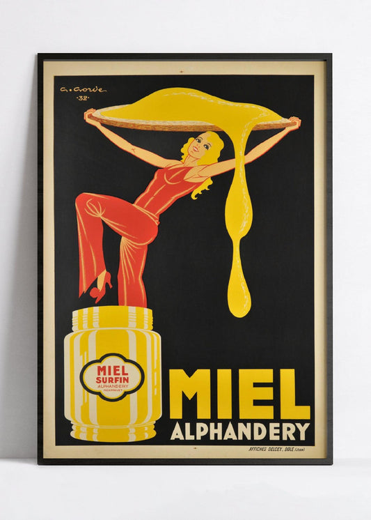 Affiche cuisine vintage "Miel Alphandery" - Gaston Gorde - Haute Définition - papier mat 230gr/m²