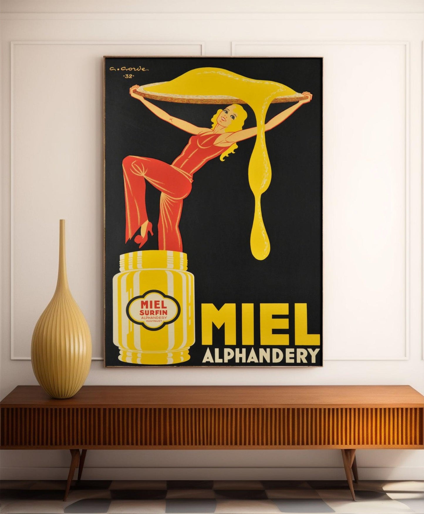 Affiche cuisine vintage "Miel Alphandery" - Gaston Gorde - Haute Définition - papier mat 230gr/m²