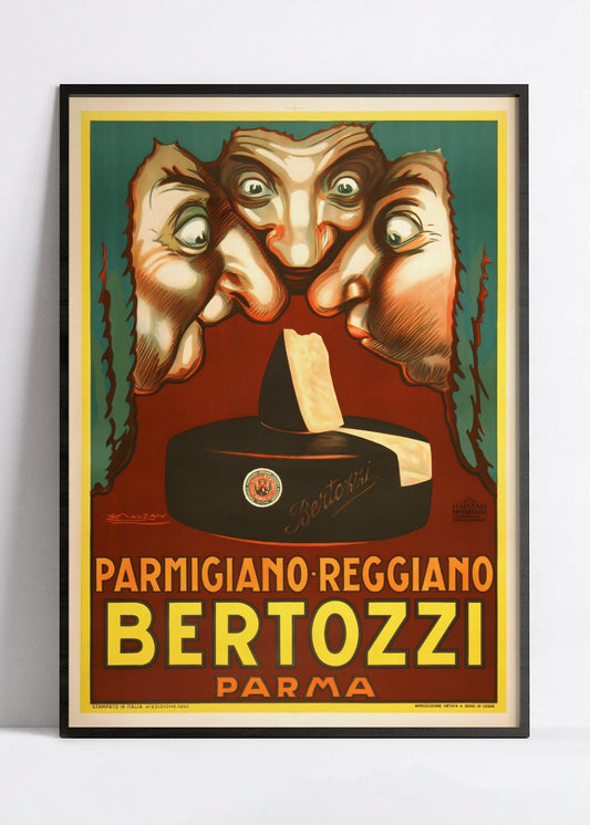 Affiche cuisine vintage "Parmigiano regianno Bertozzi"- Achille Mauzan- Haute Définition - papier mat 230gr/m²