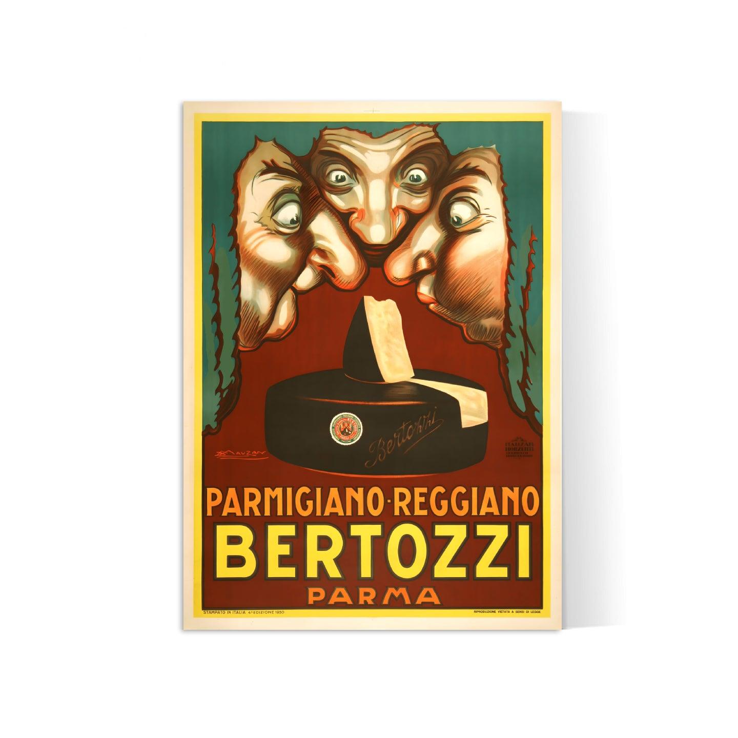 Affiche cuisine vintage "Parmigiano regianno Bertozzi"- Achille Mauzan- Haute Définition - papier mat 230gr/m²