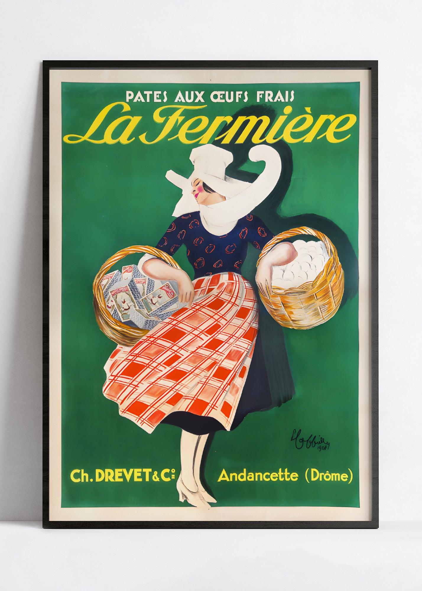 Affiche cuisine vintage "Pâtes aux oeufs La Fermière"- Leonetto Cappiello - Haute Définition - papier mat 230gr/m²