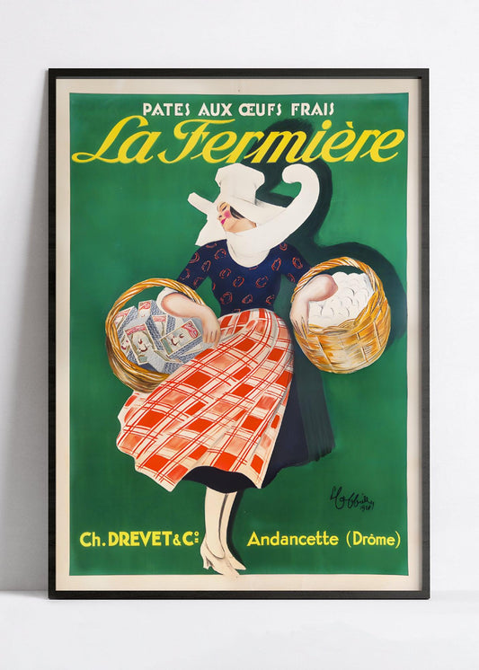Affiche cuisine vintage "Pâtes aux oeufs La Fermière"- Leonetto Cappiello - Haute Définition - papier mat 230gr/m²