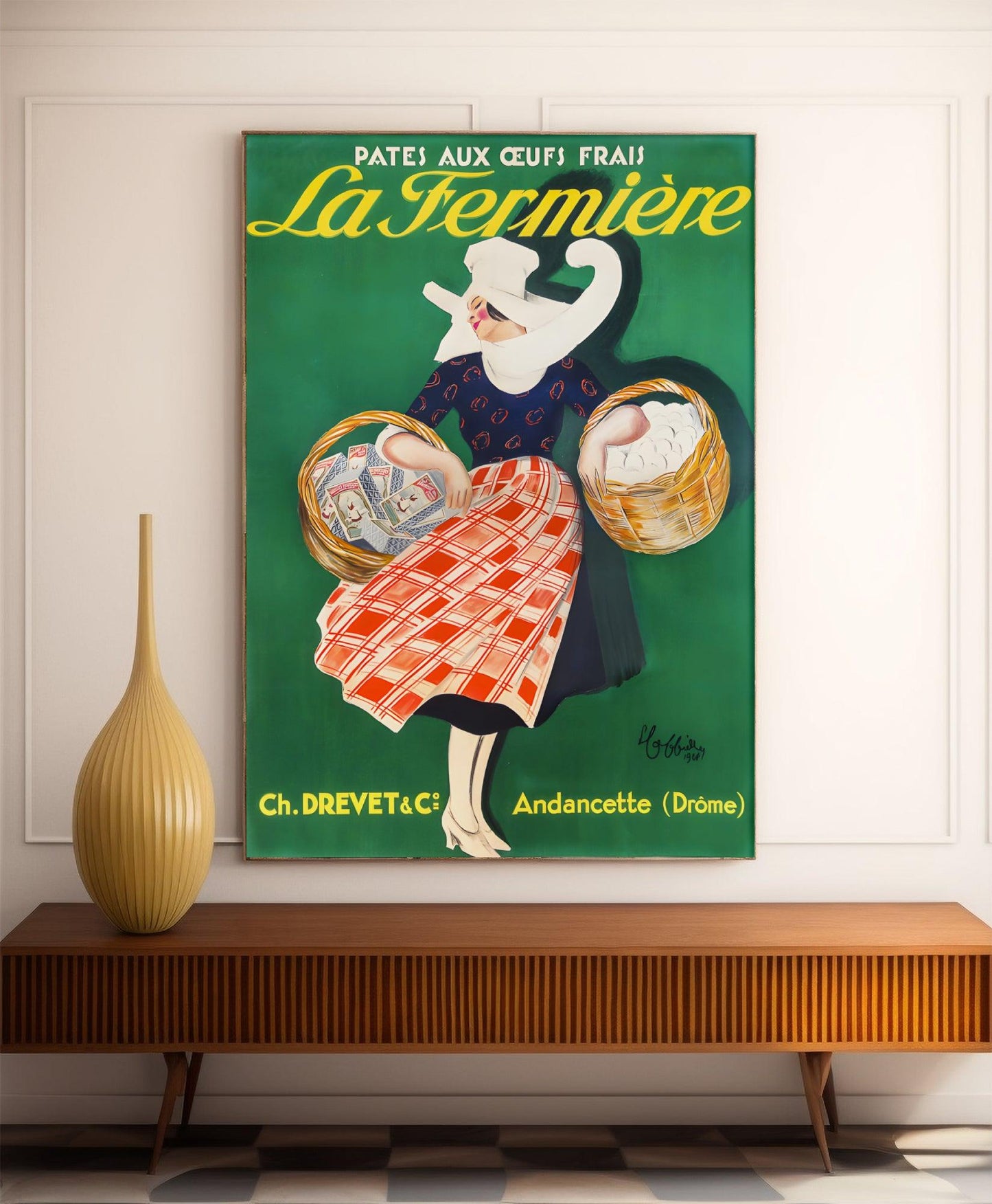 Affiche cuisine vintage "Pâtes aux oeufs La Fermière"- Leonetto Cappiello - Haute Définition - papier mat 230gr/m²