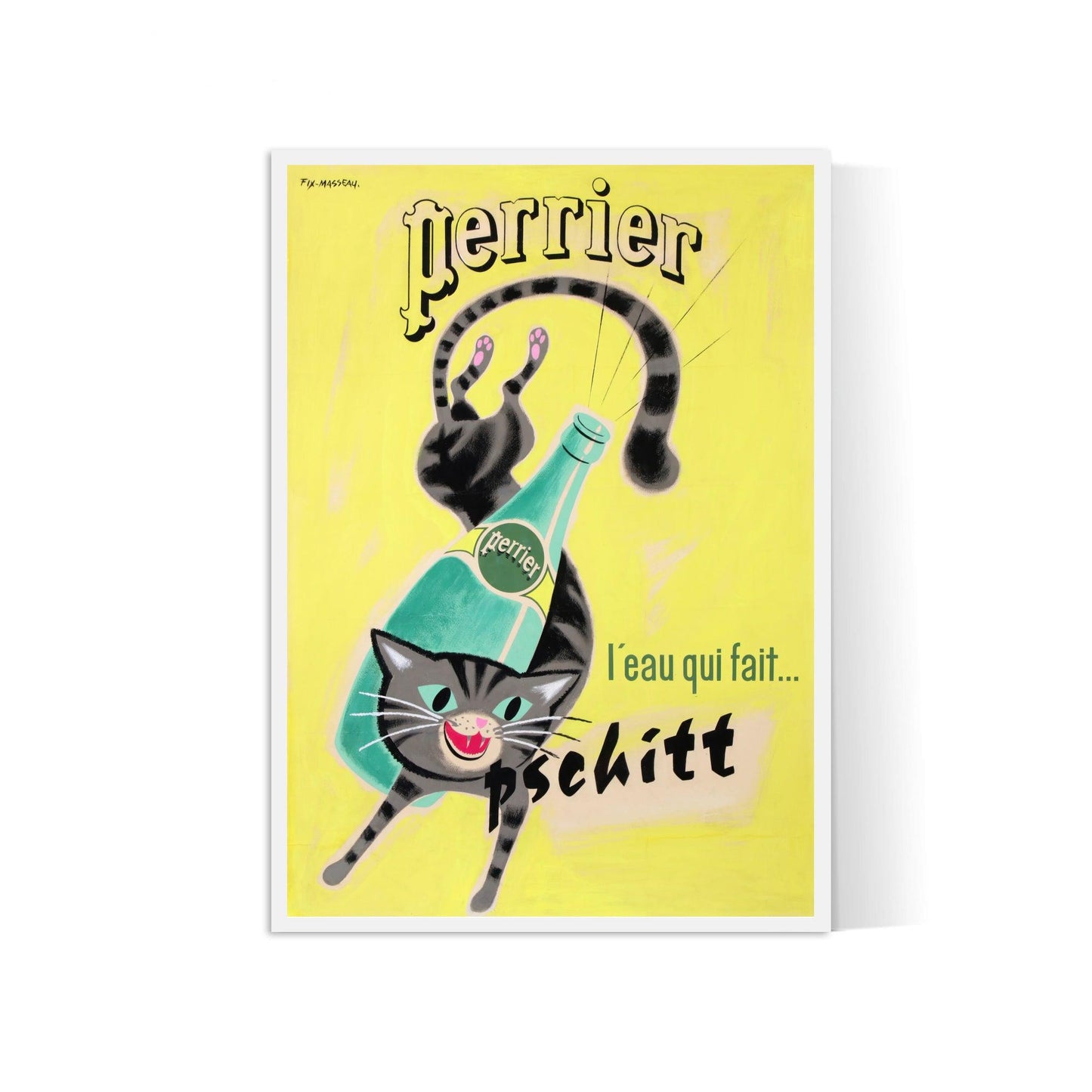 Affiche cuisine vintage "Perrier, l'eau qui fait pschitt" - FIX MASSEAU - Haute Définition - papier mat 230gr/m²