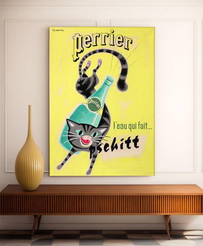 Affiche cuisine vintage "Perrier, l'eau qui fait pschitt" - FIX MASSEAU - Haute Définition - papier mat 230gr/m²