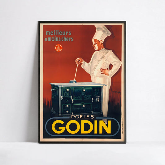 Affiche cuisine vintage "Poëles Godin" - Haute Définition - papier mat 230gr/m²