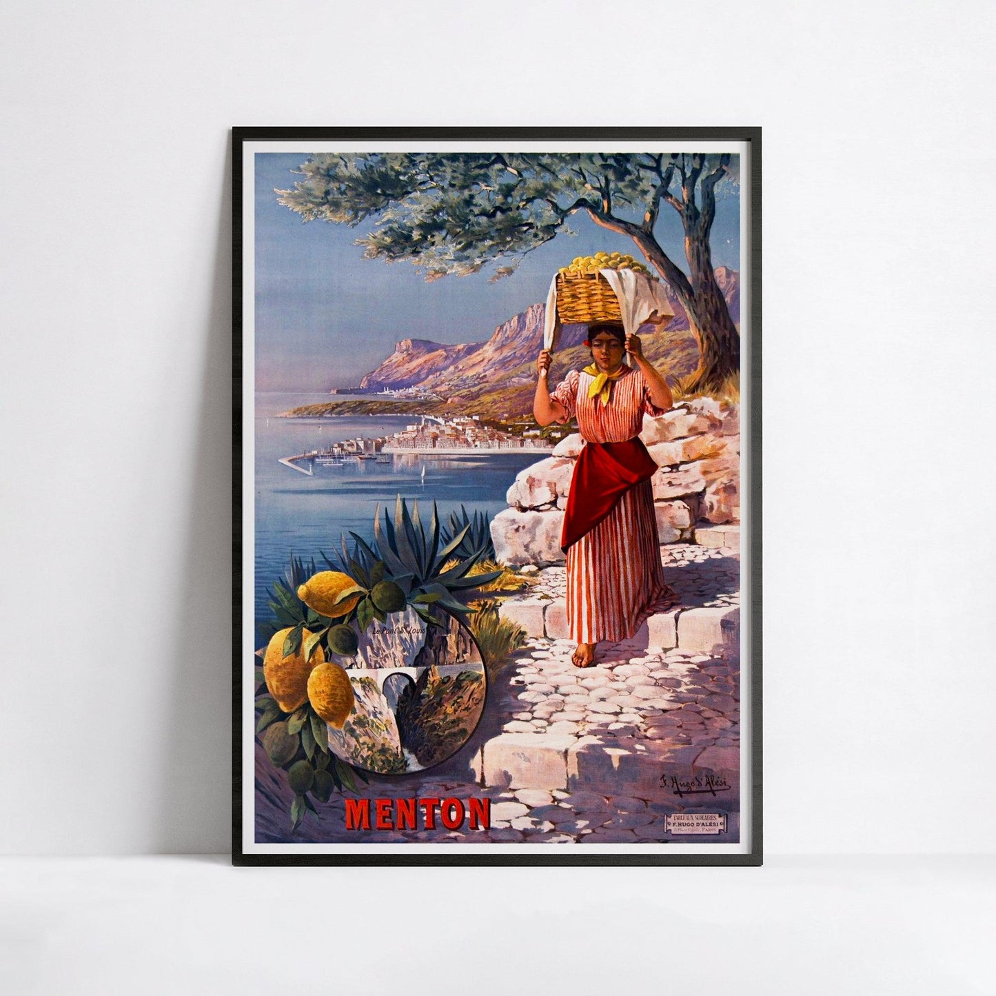 Affiche "Les Citrons de Menton" vintage - Hugo D'Alesi - Haute Définition - papier mat 230gr/m2