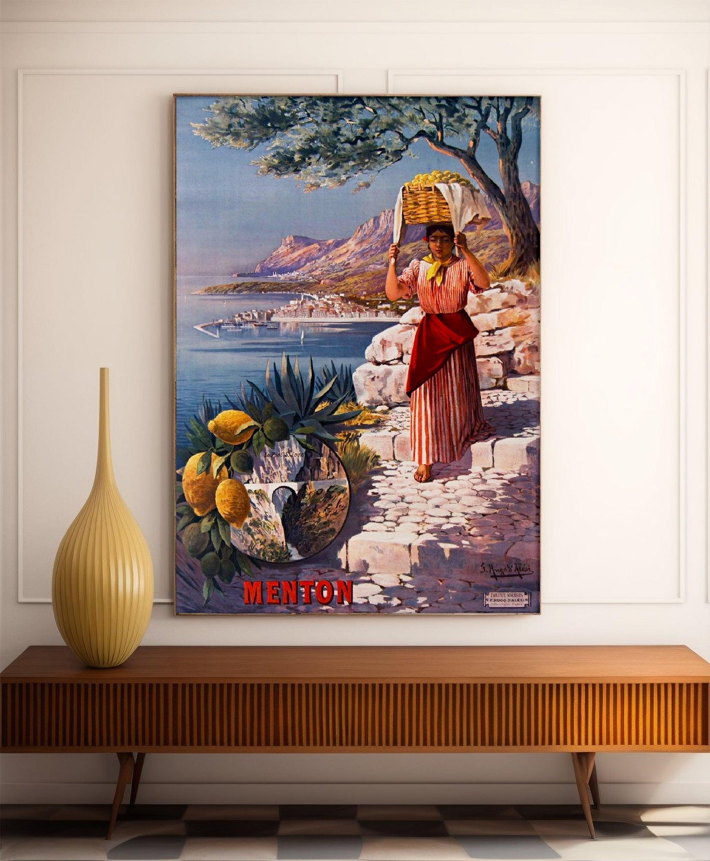 Affiche "Les Citrons de Menton" vintage - Hugo D'Alesi - Haute Définition - papier mat 230gr/m2