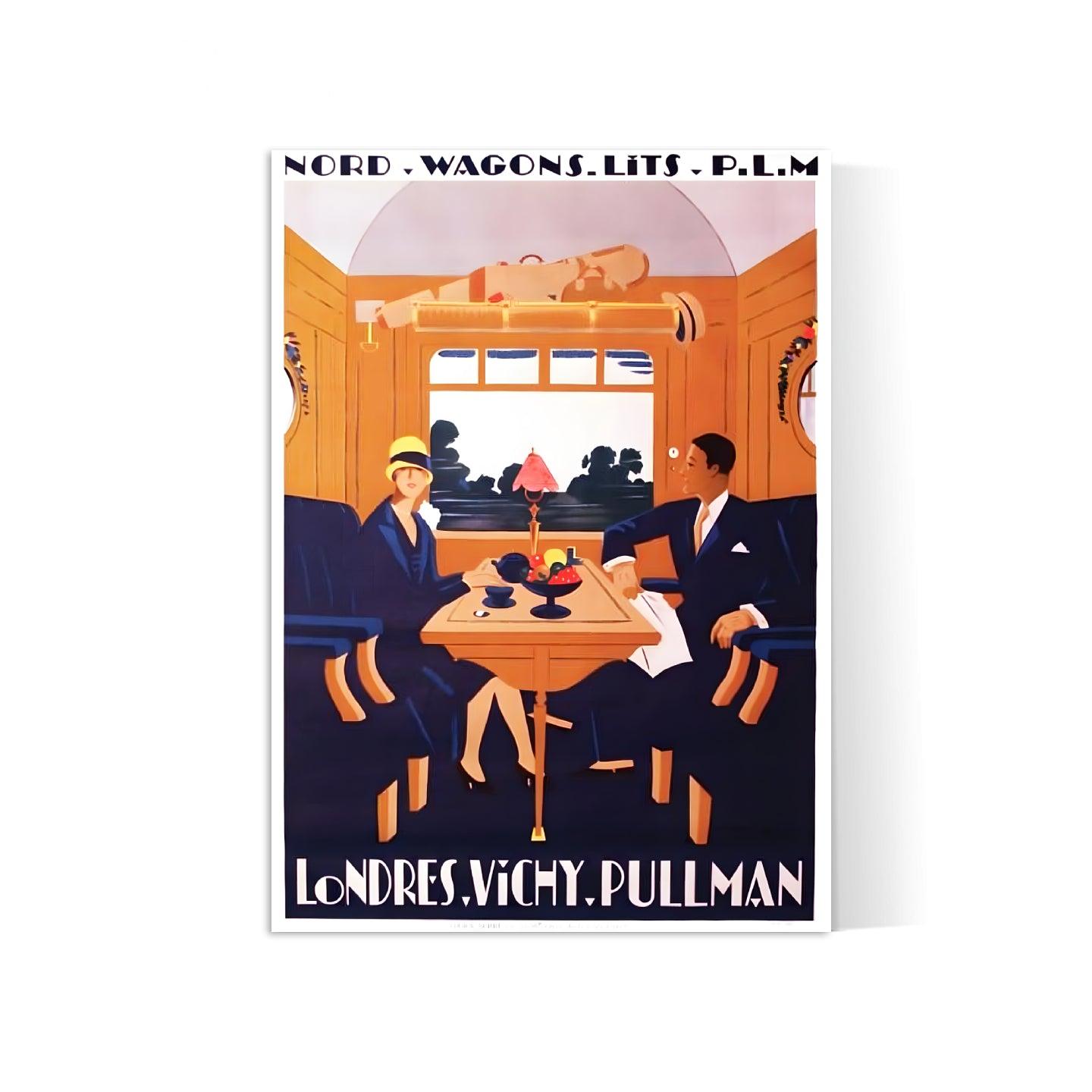Affiche "Londres - Vichy - Pullman" vintage - Jean-Raoul Naurac - Haute Définition - papier mat 230gr/m2