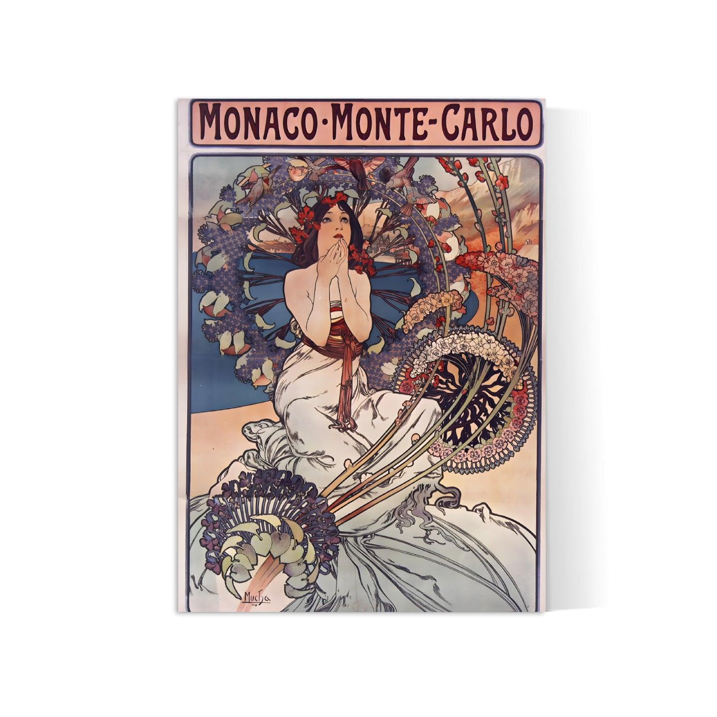 Affiche "Monaco -Monte Carlo" vintage - Alphonse Mucha - Haute Définition - papier mat 230gr/m2