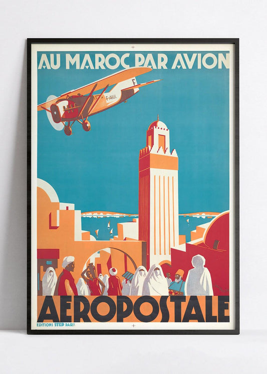 Affiche murale vintage "Aéropostale - au Maroc par avion" - Air France - Haute Définition - papier mat 230gr/m²