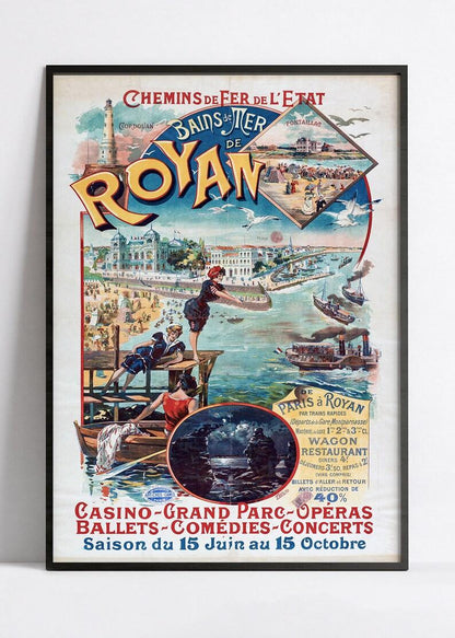 Affiche murale vintage "Bain de mer de Royan" - Haute Définition - papier mat 230gr/m²