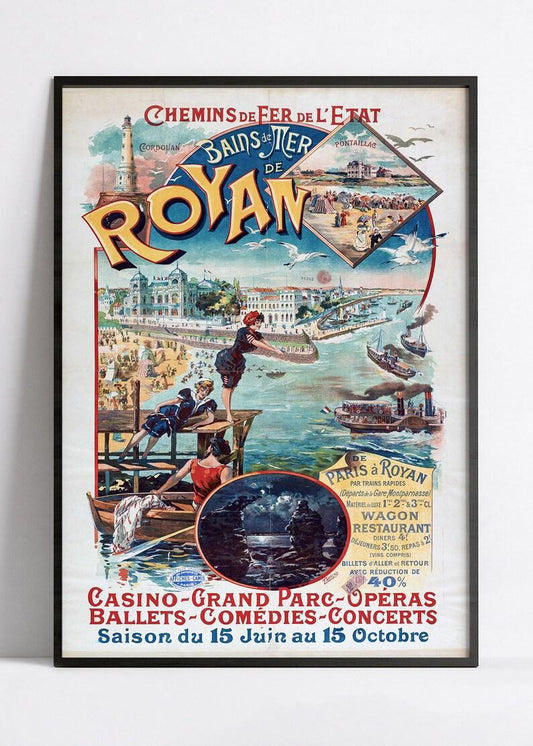 Affiche murale vintage "Bain de mer de Royan" - Haute Définition - papier mat 230gr/m²