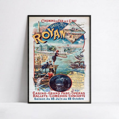 Affiche murale vintage "Bain de mer de Royan" - Haute Définition - papier mat 230gr/m²
