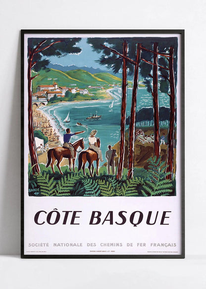 Affiche murale vintage "Côte Basque" - Haute Définition - papier mat 230gr/m²