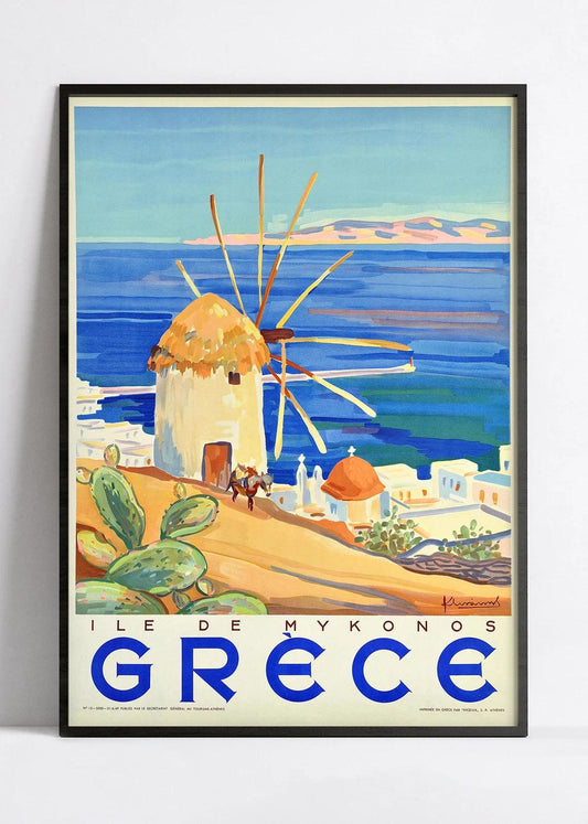 Affiche murale vintage "Mykonos"  Grêce - Haute Définition - papier mat 230gr/m²