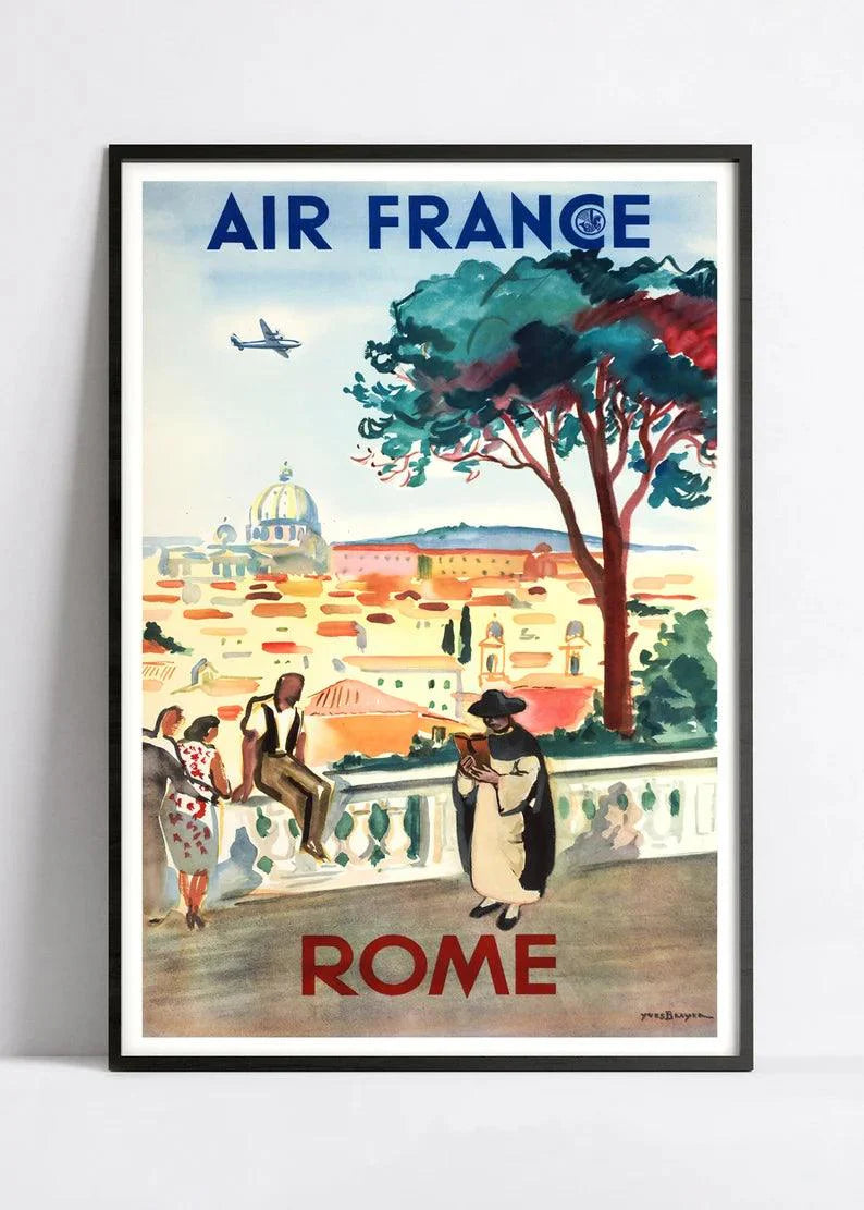 Affiche murale vintage "Rome" - Air France - Haute Définition - papier mat 230gr/m² Yves Brayer