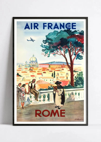 Affiche murale vintage "Rome" - Air France - Haute Définition - papier mat 230gr/m² Yves Brayer