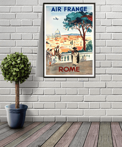 Affiche murale vintage "Rome" - Air France - Haute Définition - papier mat 230gr/m² Yves Brayer