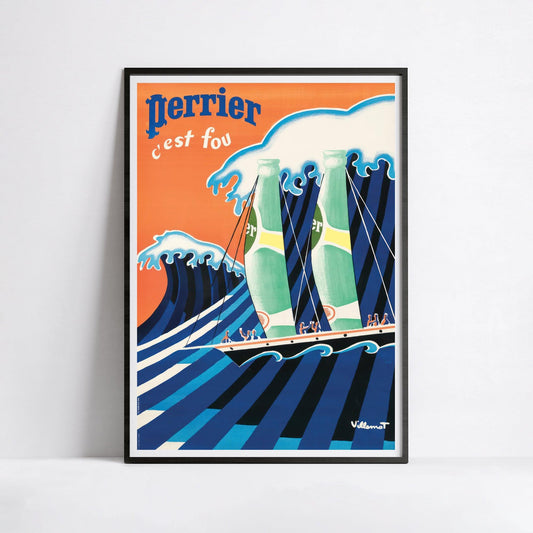 Affiche Perrier "Voiliers Perrier" - Villemot - Haute Définition - papier mat 230gr/m²