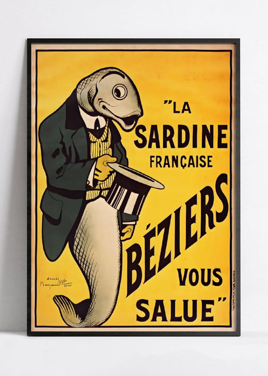 Affiche publicitaire vintage "La Sardine française" - Benjamin Rabier - Haute Définition - papier mat 230gr/m²
