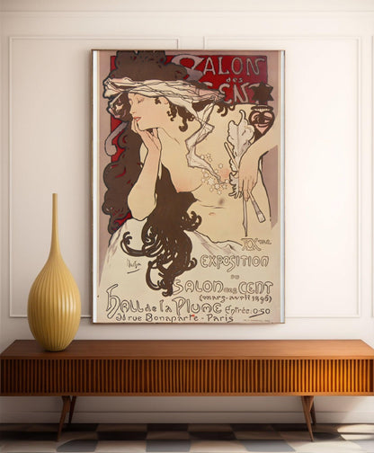 Affiche "Salon des cent" vintage - Alphonse Mucha - Haute Définition - papier mat 230gr/m2