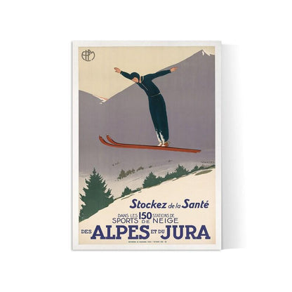 Affiche "Ski - Alpes et Jura" - vintage Jean-Raoul Naurac - Haute Définition - papier mat 230gr/m2