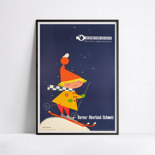 Affiche ski vintage "Berner Oberland - Schweiz" - Haute Définition - papier mat 230gr/m²